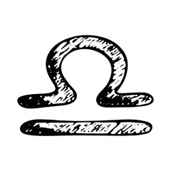 Hand drawn libra zodiac sign Esoteric symbol doodle Astrology clipart Element for design