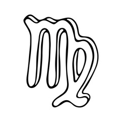 Hand drawn virgo zodiac sign Esoteric symbol doodle Astrology clipart Element for design
