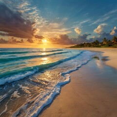 "Golden Serenity: Captivating Beach Landscapes at Sunset"