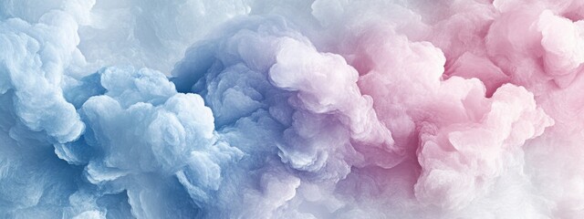 Fototapeta premium Dreamy Cloudscape, enchanting soft cotton-like clouds, gentle gradients blending together in a serene sky, evoking tranquility and wonder