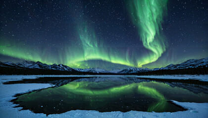 Danse des Aurores Bor&eacute;ales au-dessus des Montagnes