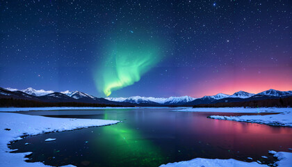 Aurore Bor&eacute;ale sur un Lac Glac&eacute;