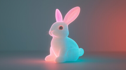 3D glowing bunny with dark background 