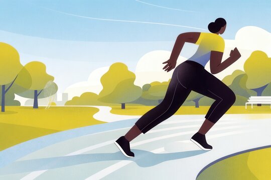 Jogger in park: vibrant illustration of healthy lifestyle and outdoor exercise