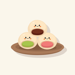 Cute Hand Drawn Mochi Vector Illustration