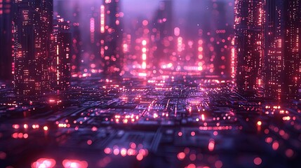 IoT Network: Glowing Devices and Data Nodes