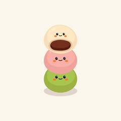 Cute Hand Drawn Mochi Vector Illustration