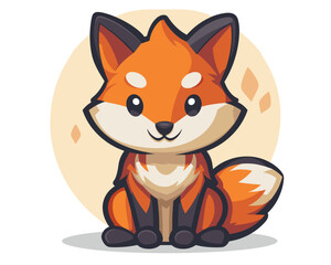 Obraz premium Cute cartoon fox. Vector illustration of a cute little fox