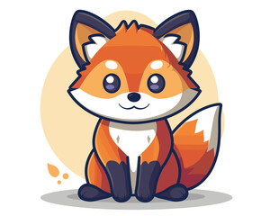 Cute red fox. Vector illustration of a cartoon character