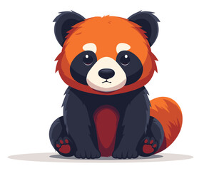 Obraz premium Cute cartoon red panda with a red face and orange fur. It is sitting on a white background