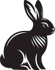Rabbit Silhouette line art vector illustration on white background