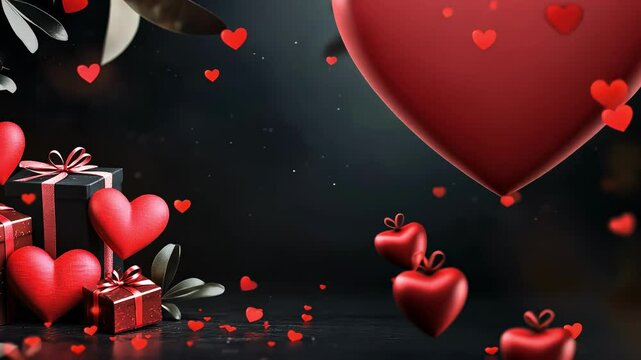 Beautiful and realistic 3D gift box. Festive background for February 14