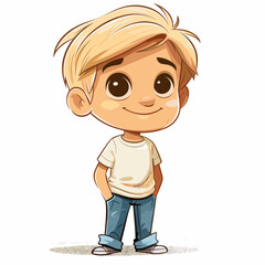 Obraz premium Cute Little Boy Smiling Cartoon Mascot Character Vector Illustration.