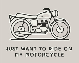 Illustration of a Motorcycle with Motivational Text for Enthusiasts.eps
