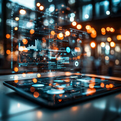 Fototapeta premium Ai-generated digital marketing dashboard analysis business insights interactive environment futuristic viewpoint