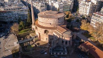 Aerial View of the Rotunda in Thessaloniki at Sunset