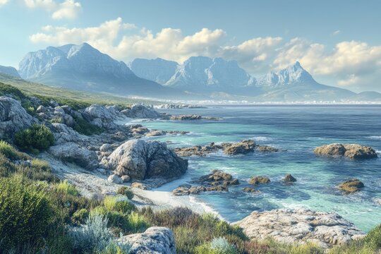 Coastline of Gansbaai  Cape Town  South Africa.