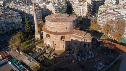 Aerial View of the Rotunda in Thessaloniki at Sunset