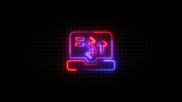 glowing neon  dollar and calling icon animation . Variable Costs Icon Style Animation on grid Background