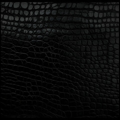 Black Crocodile Leather Texture Background Shows Reptile Skin Pattern Close Up With Dark Scales Design.