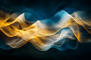 Abstract Gold and Teal Wave Background, Elegant Swirling Lines, Luxurious Fluid Design, Dynamic...