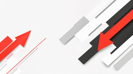Red arrow indicating upward movement against gray arrows, symbolizing progress in business growth and personal development