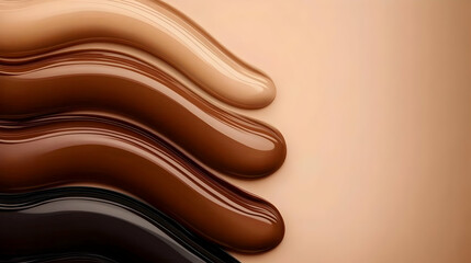 Liquid Foundation Shades Flow Elegantly, Creating a Smooth, Glossy Texture with Diversity