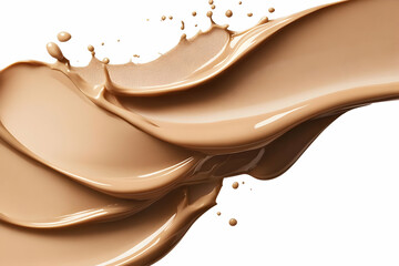 Liquid Foundation Splashes and Flows Elegantly Against a White Backdrop