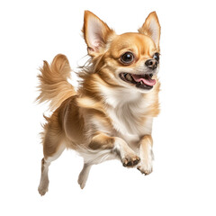 Happy Chihuahua Running with Small Legs in Mid-Air Jump