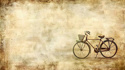 Obraz premium Vintage bicycle parked against textured background, rustic setting, ideal for nostalgic designs
