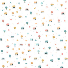 Seamless Car  and tree Pattern