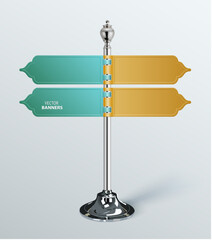 Interior advertising stand with empty signage ready for customized promotion in a modern setting