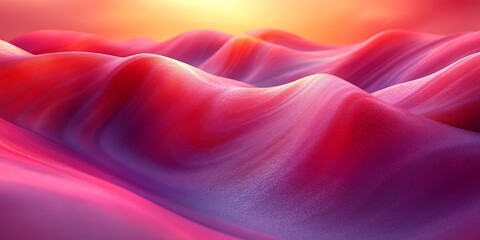 Obraz premium Pink sunset landscape, abstract hills, digital art, wallpaper