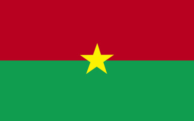 Burkina Faso flag, official colors and proportion correctly. National Burkina Faso flag. Vector illustration.
