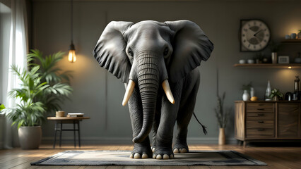 Fototapeta premium Elephant in the room concept detailed illustrated