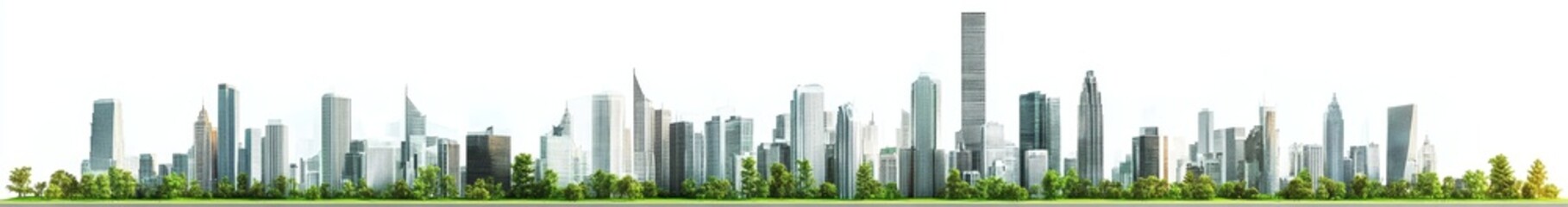 Fototapeta premium Panoramic city skyline with skyscrapers and green park.