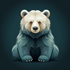 Dark Palette Vector Illustration of a Bear in Flat Style