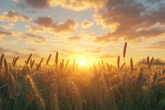 Wheat field at sunset - Powered by Adobe
