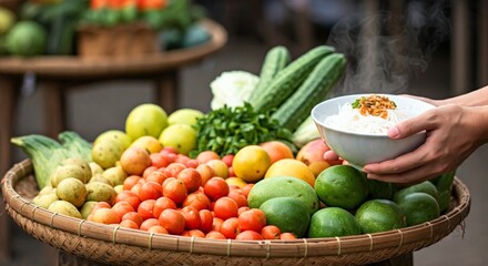 food, vegetables, vegetable, fruit, fresh, healthy, basket, tomato, pepper, red, diet, organic, isolated, green, vegetarian, raw, apple, white, cucumber, onion, fruits, autumn, nutrition, market, oran