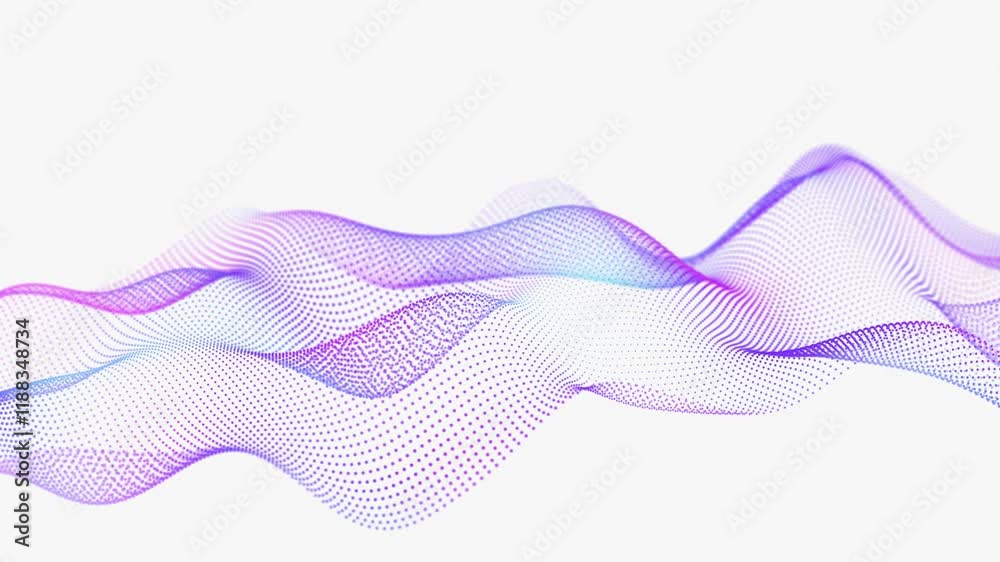 Poster futuristic wave with many dots. abstract motion background of colored dots. technology or science. 3