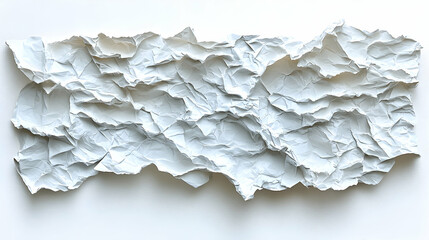 Obraz premium Crumpled white paper texture, studio shot, plain background, design element