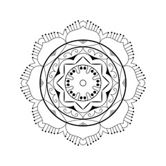 Obraz premium Hand drawn mandala design. Easy Mandala Black and White Outline. Mandala for Coloring Pages