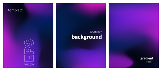 Fototapeta premium Abstract liquid background set. Neon color blend. Blurred fluid colors. Gradient mesh. Modern design template for posters, ad banners, brochures, flyers, covers, websites. EPS vector image