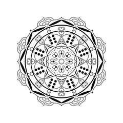 Hand drawn mandala design. Easy Mandala Black and White Outline. Mandala for Coloring Pages