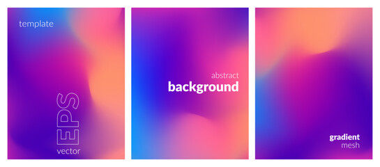 Fototapeta premium Abstract liquid background set. Vibrant color blend. Blurred fluid colours. Gradient mesh. Modern design template for posters, ad banners, brochures, flyers, covers, websites. EPS vector image