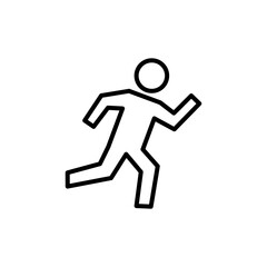 running person icon, simple flat style, logo sign symbol vector illustration pictogram, isolated on white for mobile app
