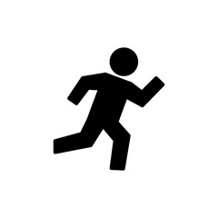running person icon, simple flat style, logo sign symbol vector illustration pictogram, isolated on white for mobile app