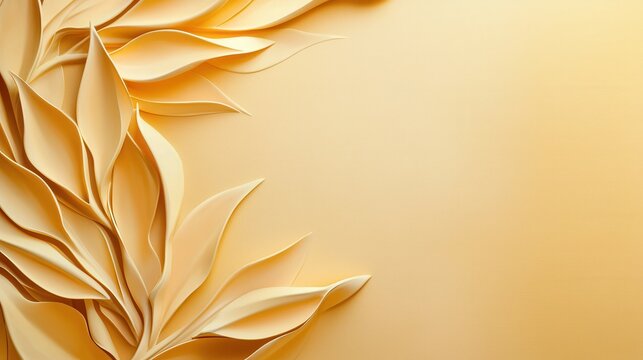 Soft Yellow Wallpaper with Elegant Leaf Patterns and Texture