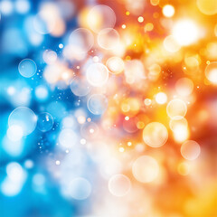 Obraz premium Bright and colorful bokeh lights in blue and orange tones, creating a vibrant abstract background. Perfect for festive, celebratory, or creative designs.