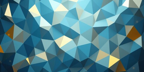 Fototapeta premium Abstract Geometric Pattern of Interlocking Triangles in Blue, Gold, and Gray Tones